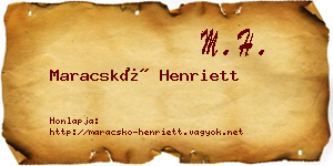 Maracskó Henriett névjegykártya